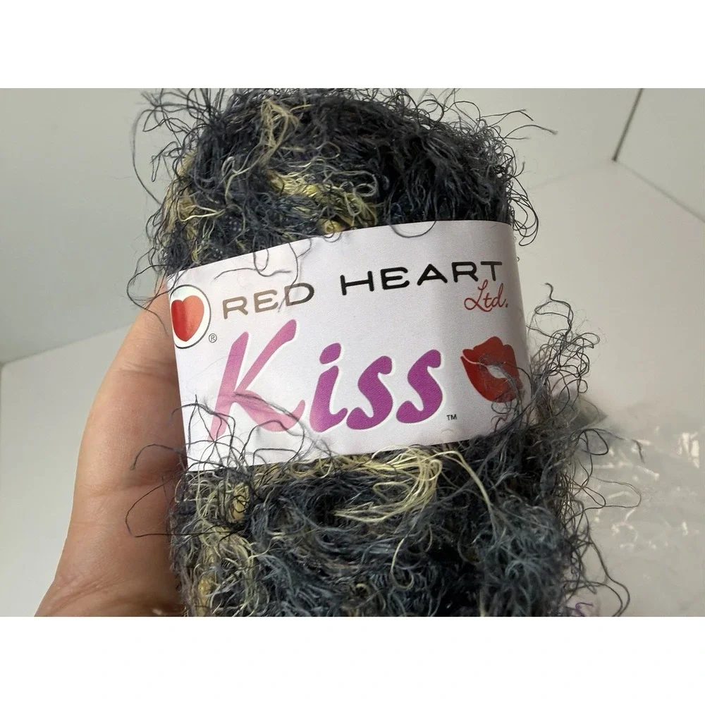 Lot of‎ 12 Skeins Red Heart Kiss Eyelash Yarn Smoke #3546 50g 83 yds Each